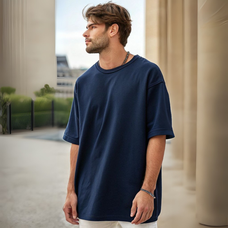 Men's Classic Oversized Tee - Navy Blue
