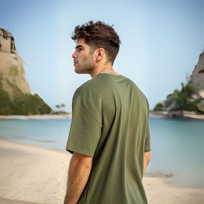 Men's Classic Oversized Tee - Olive Green