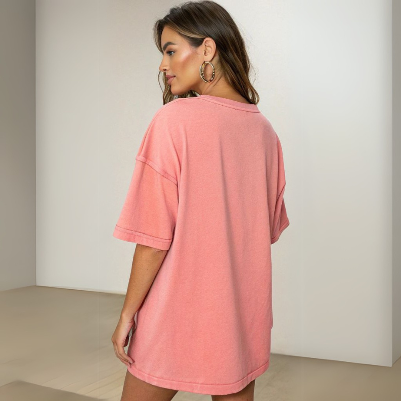 Women's Terry Oversized Tee - Flamingo
