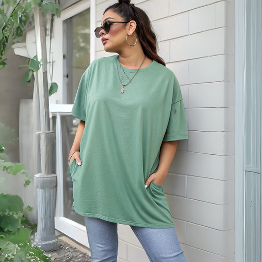 Women Terry Oversized T-shirt - Jade