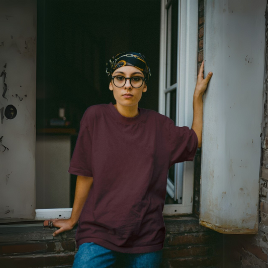 Women's Terry Oversized Tee - Maroon