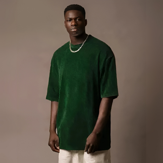 Men's Acid Wash Oversized Tee - Dark Green