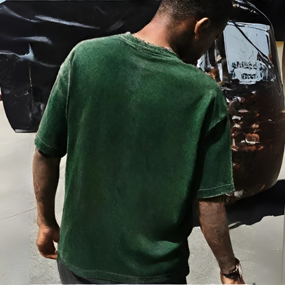 Men's Acid Wash Oversized Tee - Dark Green