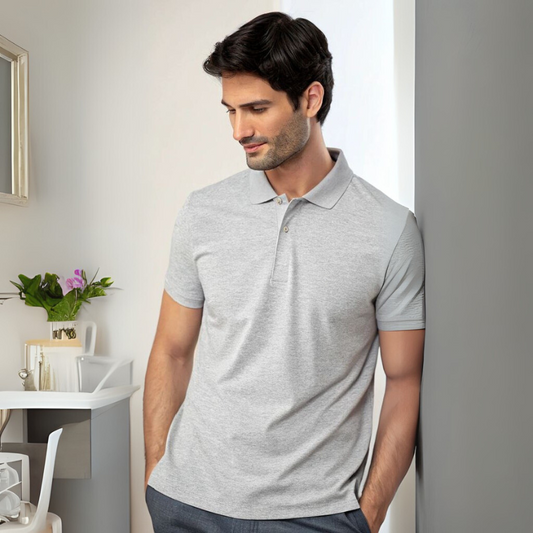 Men's Polo T-Shirt - Grey Mélange
