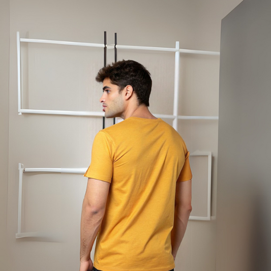 Men's Solid Round Neck Cotton T-Shirt - Golden Yellow