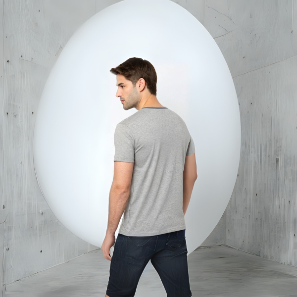 Men's Solid Round Neck Cotton T-Shirt - Grey Mélange