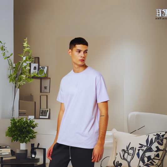 Men's Solid Round Neck Cotton T-Shirt - Lavender