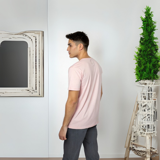 Men's Solid Round Neck Cotton T-Shirt - Light Baby Pink