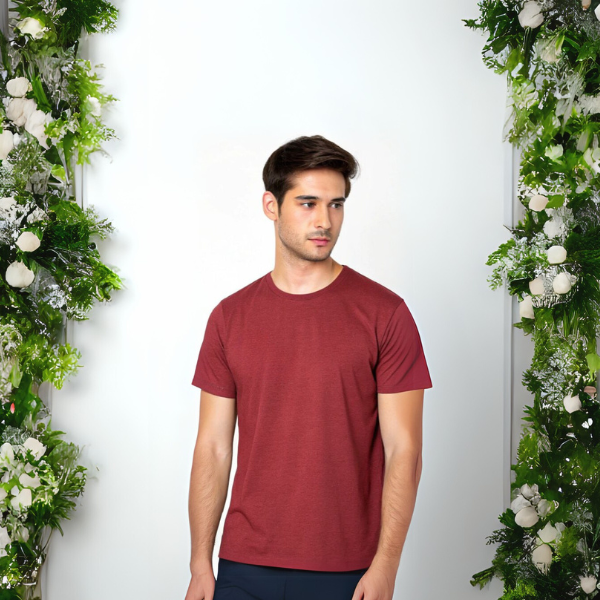 Men's Solid Round Neck Cotton T-Shirt - Maroon