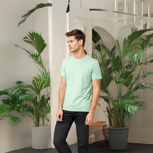Men's Solid Round Neck Cotton T-Shirt - Mint