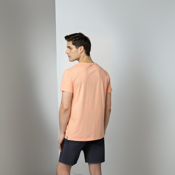 Men's Solid Round Neck Cotton T-Shirt - Peach
