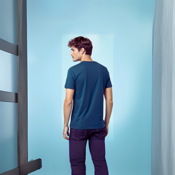 Men's Solid Round Neck Cotton T-Shirt - Petrol Blue