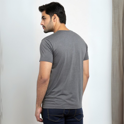 Men's Solid Round Neck Cotton T-Shirt - Steel Grey