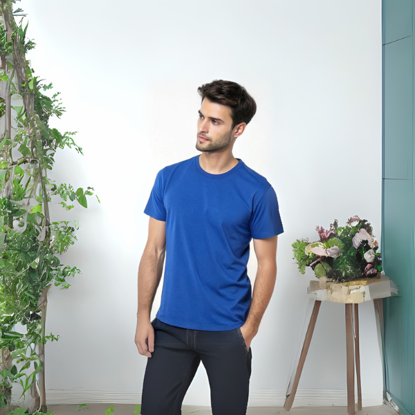 Men's Solid Round Neck Cotton T-Shirt - Royal Blue