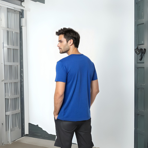 Men's Solid Round Neck Cotton T-Shirt - Royal Blue