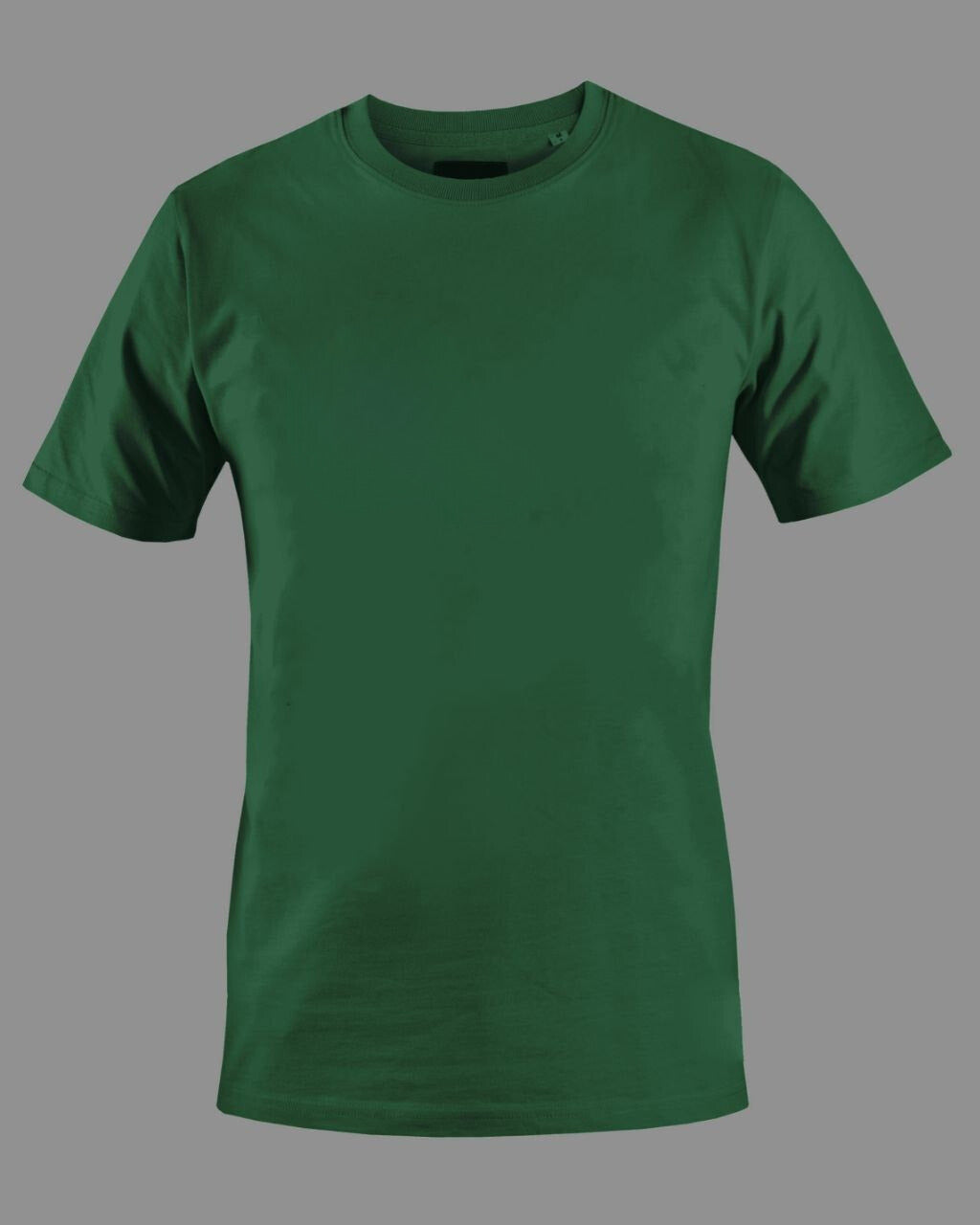 Men's Solid Round Neck Cotton T-Shirt - Dark Green