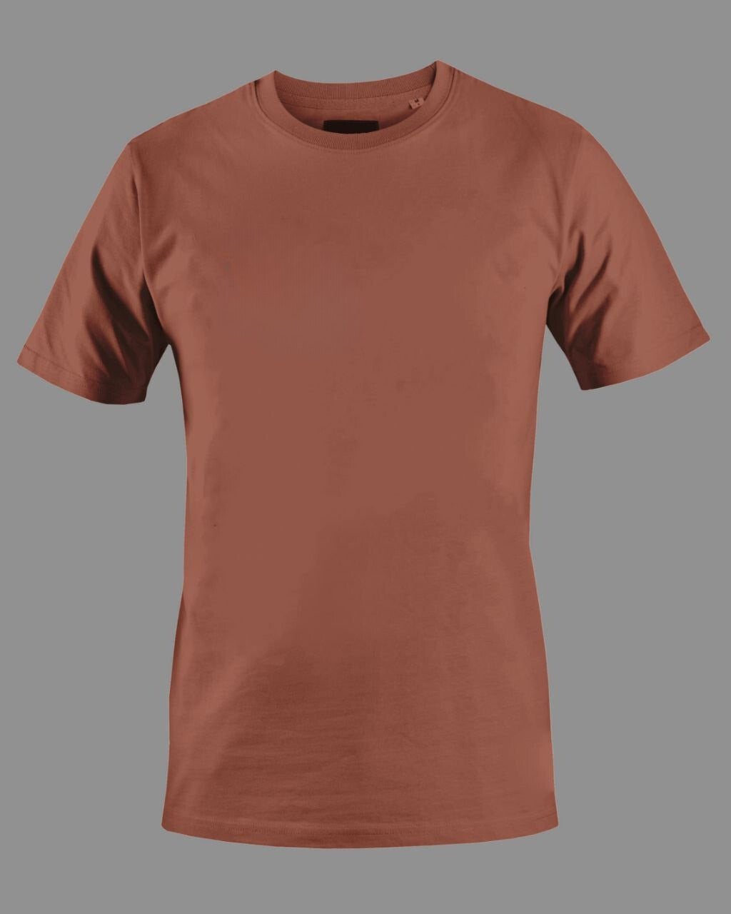 Men's Solid Round Neck Cotton T-Shirt - Copper