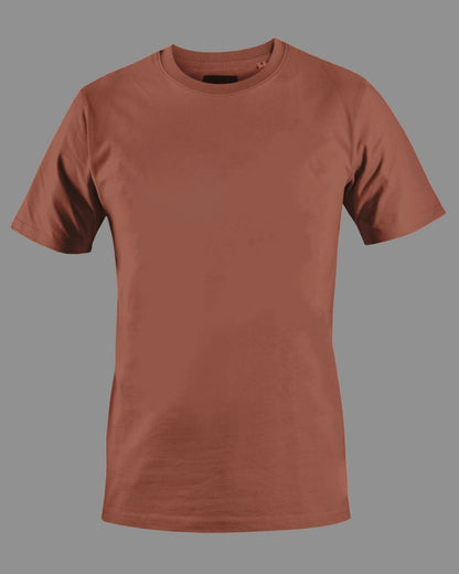 Men's Solid Round Neck Cotton T-Shirt - Copper