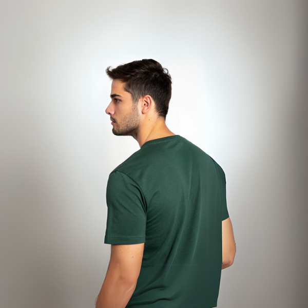Men's Solid Round Neck Cotton T-Shirt - Dark Green