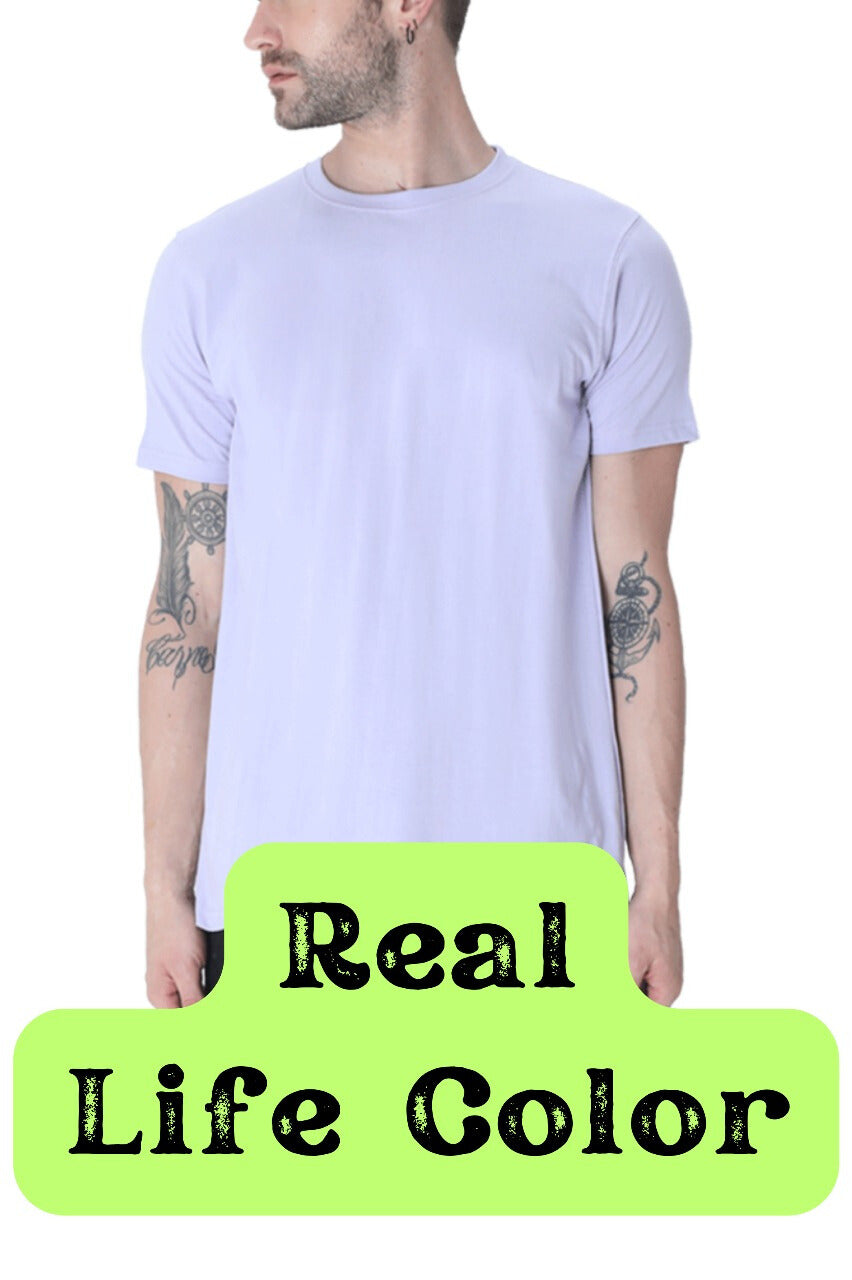 Men's Solid Round Neck Cotton T-Shirt - Lavender