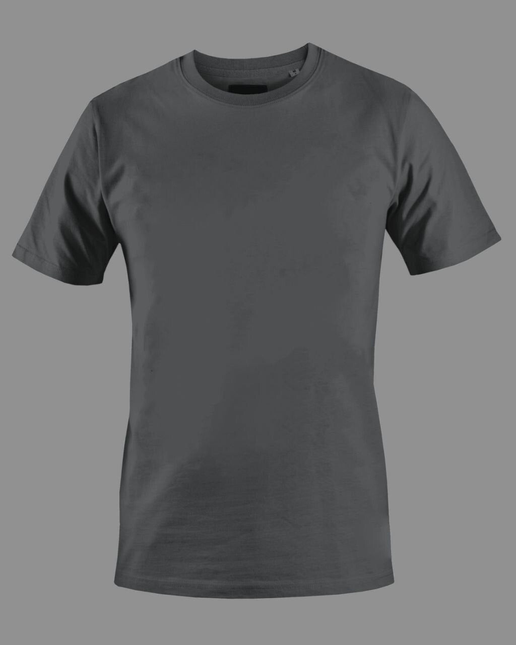 Men's Solid Round Neck Cotton T-Shirt - Charcoal Mélange