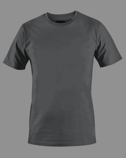 Men's Solid Round Neck Cotton T-Shirt - Charcoal Mélange