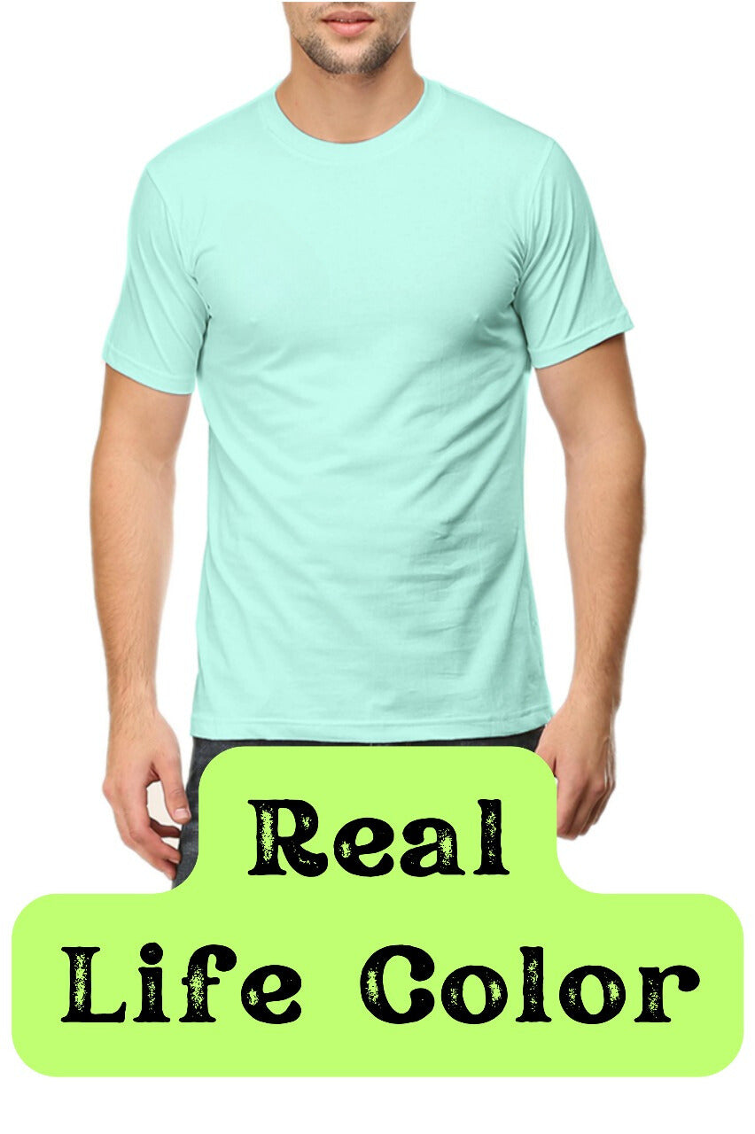 Men's Solid Round Neck Cotton T-Shirt - Mint