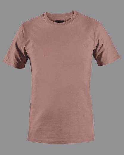 Men's Solid Round Neck Cotton T-Shirt - Mushroom