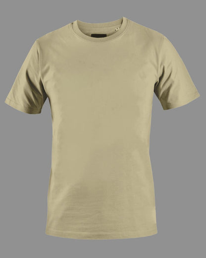 Men's Solid Round Neck Cotton T-Shirt - Beige
