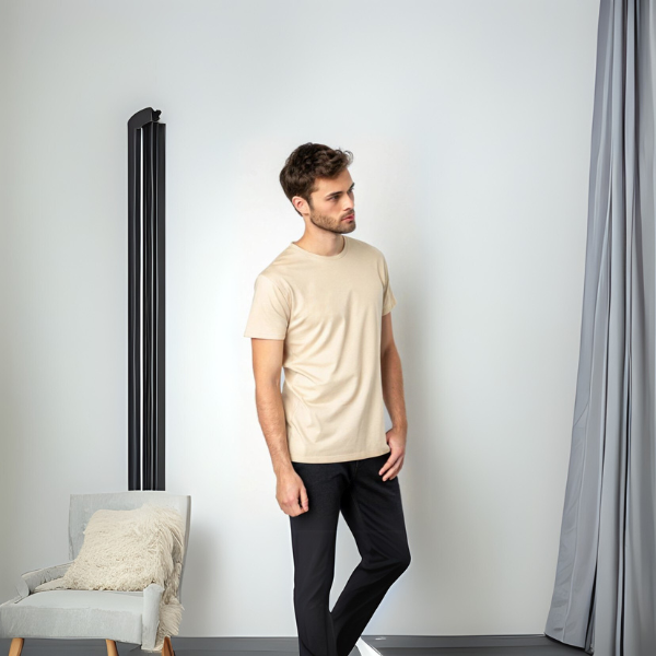 Men's Solid Round Neck Cotton T-Shirt - Beige