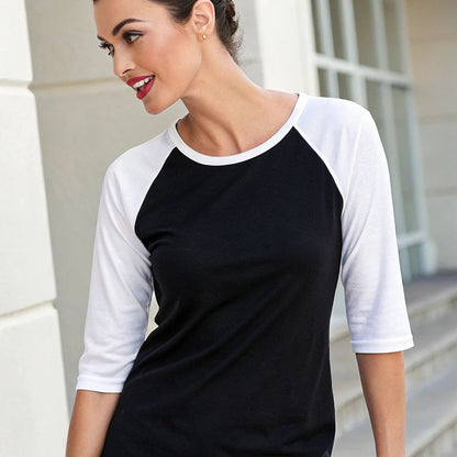 Women's Solid Raglan T-shirt - Black