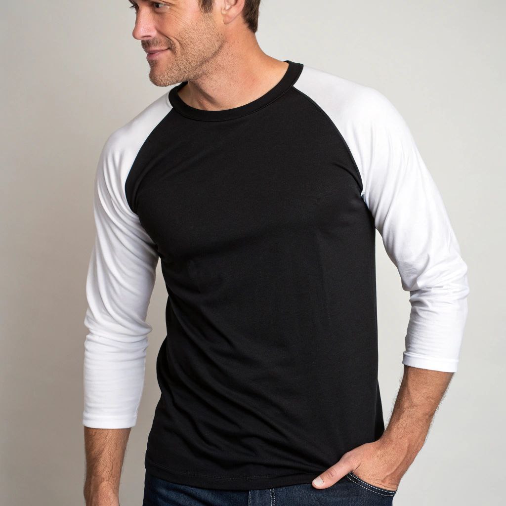 Men's Solid Raglan T-shirt - Black