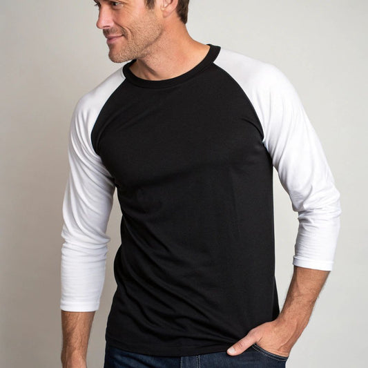 Men's Solid Raglan T-shirt - Black