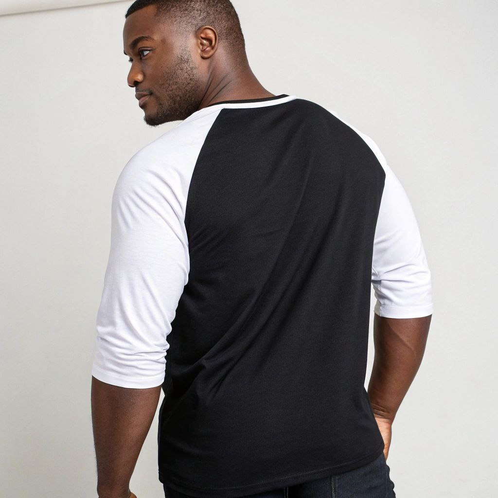Men's Solid Raglan T-shirt - Black