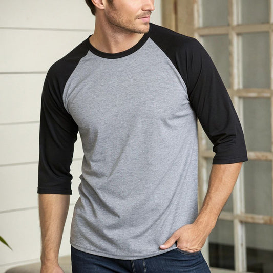 Men's Solid Raglan T-shirt - Charcoal Mélange