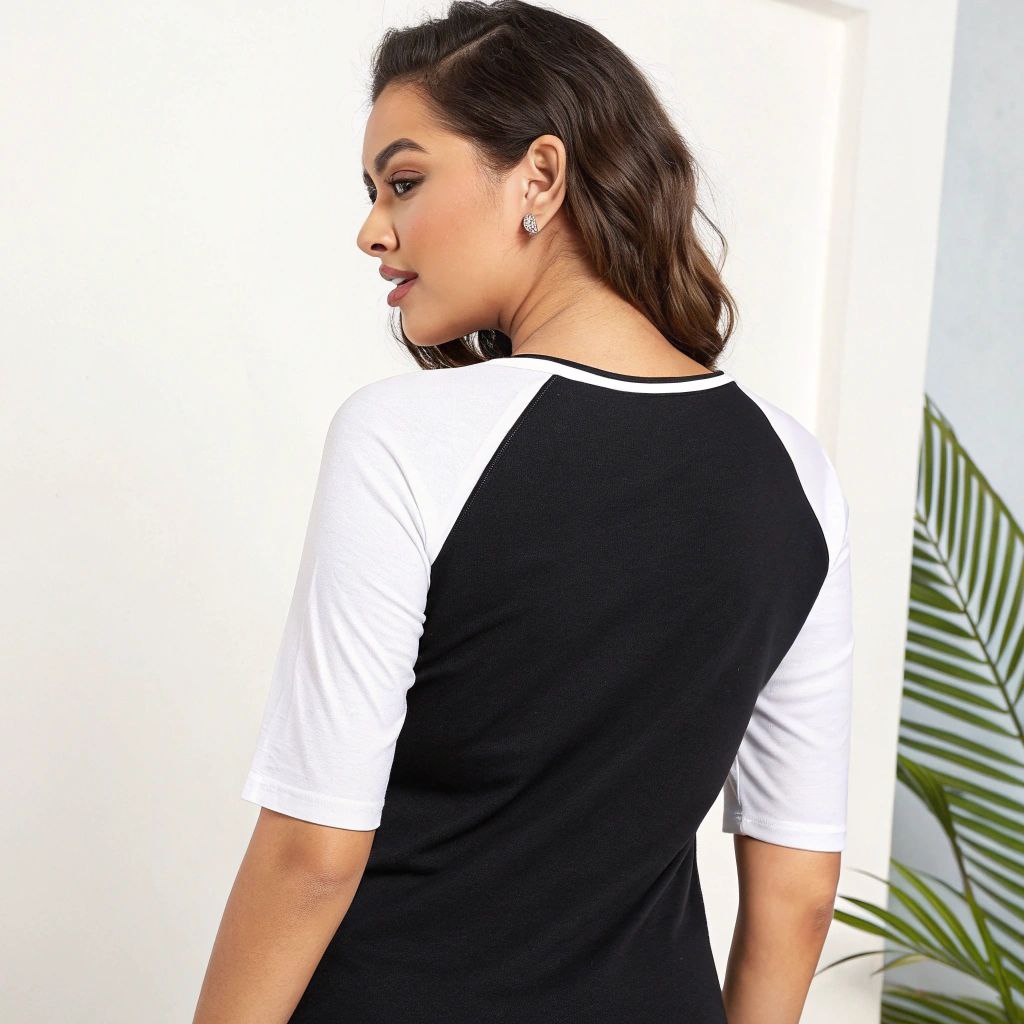 Women's Solid Raglan T-shirt - Black